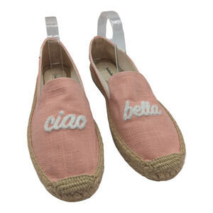 Soludos Ciao Bella Pink Espadrille Woven Flat Low Platform Pink Women’s Size 9.5